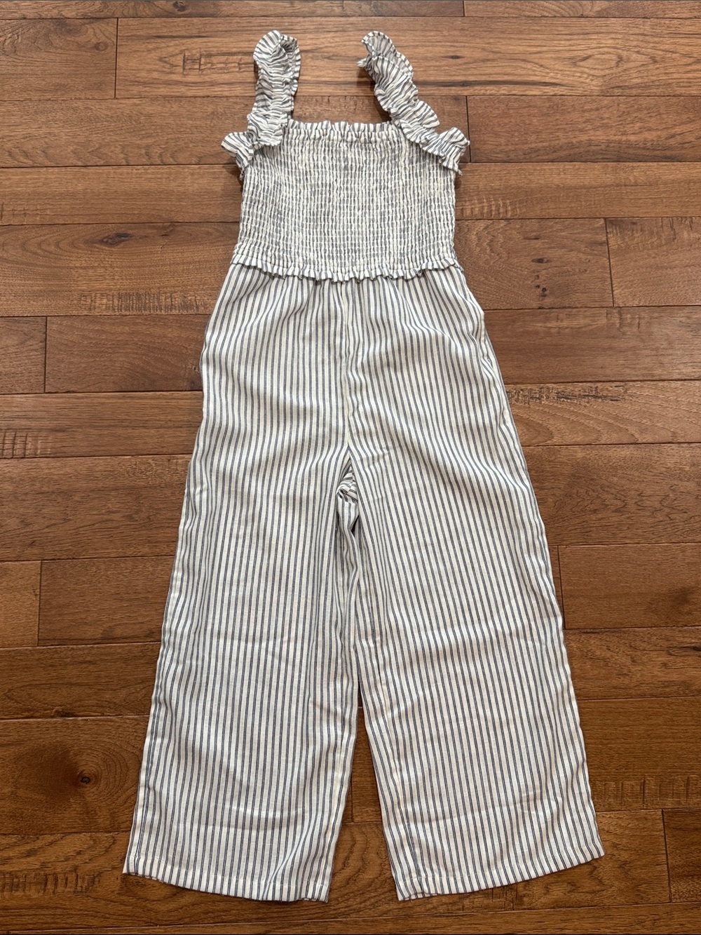 Old Navy Girls Stripped Ruffle-Trim Smocked Sleeveless Jumpsuit - Size M (8)